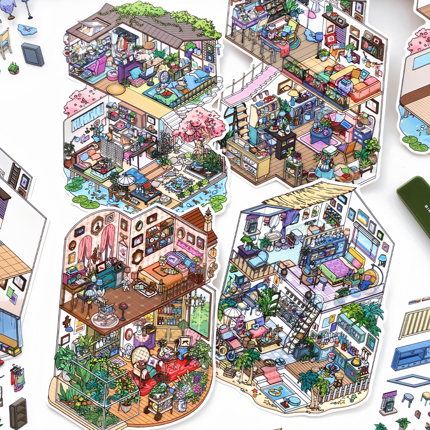 Infeelme's 8th play of DIY 3D Scene Stickers in open today, My Cabin Landscaping Sticker Cute DIY Handmade Miniature Scene Sticker#158