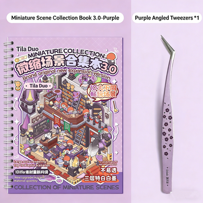 TELADO Miniature Scene Collection Ben Landscaping Sticker Tweezers Set Hand Account Sticker Clip Cartoon Cabin Girl Children Educational Toys DIY Snack Drink Hand Account Sticker Decorative Sticker#90