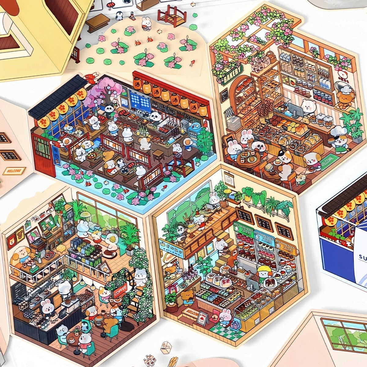 Infeelme's 6th play of DIY 3D Scene Stickers in open today,  landscaping sticker hut miniature scene sticker large#155