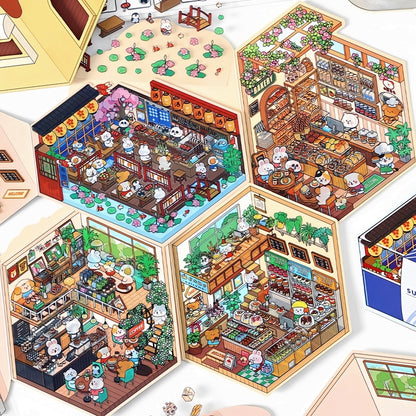 Infeelme's 6th play of DIY 3D Scene Stickers in open today,  landscaping sticker hut miniature scene sticker large#155