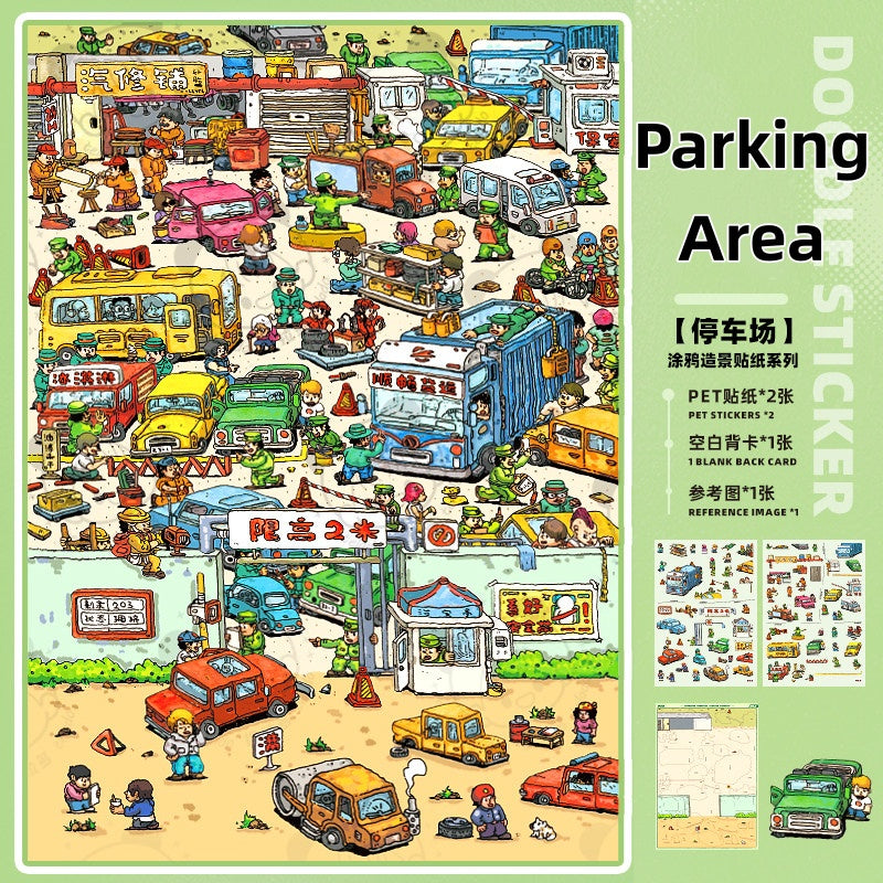 TELADO DIY 3D Scene Stickers collection book, a large book, decompression landscaping sticker hand account scene small sticker miniature hut girl children's educational toy DIY hand account decorative sticker book#92