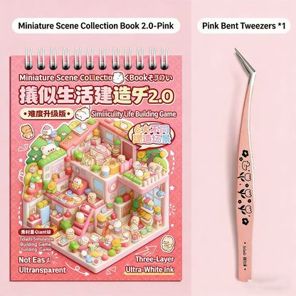TELADO Miniature Scene Collection Ben Landscaping Sticker Tweezers Set Hand Account Sticker Clip Cartoon Cabin Girl Children Educational Toys DIY Snack Drink Hand Account Sticker Decorative Sticker#90