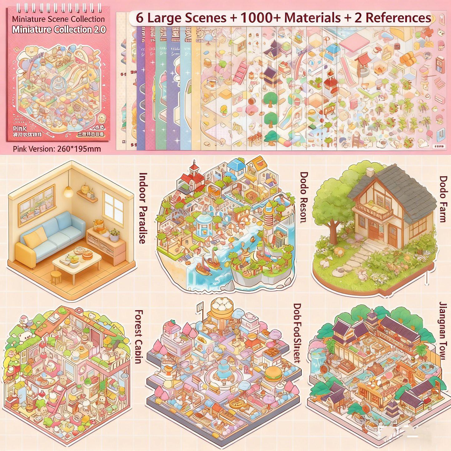 TELADO DIY 3D Scene Stickers collection book landscaping sticker handbook sticker scene sticker 3D three-dimensional miniature hut girl children's educational toy DIY handbook sticker decoration creative sticker#82