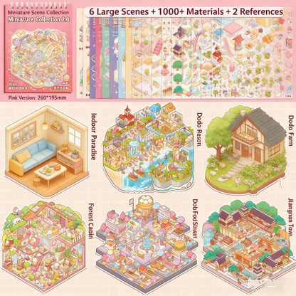 TELADO DIY 3D Scene Stickers collection book landscaping sticker handbook sticker scene sticker 3D three-dimensional miniature hut girl children's educational toy DIY handbook sticker decoration creative sticker#82