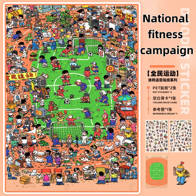 TELADO DIY 3D Scene Stickers collection book, a large book, decompression landscaping sticker hand account scene small sticker miniature hut girl children's educational toy DIY hand account decorative sticker book#92