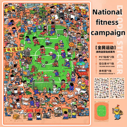 TELADO DIY 3D Scene Stickers collection book, a large book, decompression landscaping sticker hand account scene small sticker miniature hut girl children's educational toy DIY hand account decorative sticker book#92