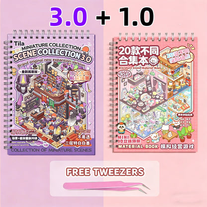 TELADO miniature scene collection book 3.0 new landscaping sticker scene hand account sticker three-dimensional miniature hut girl children's educational toy DIY hand account sticker decorative creative sticker#85