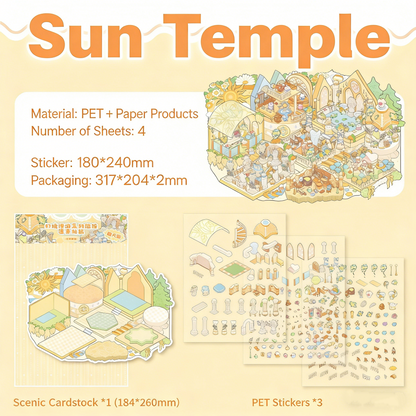 Meow Leisure Day | Large 3D Stereoscopic House DIY Stress Relief Stickers # 72
