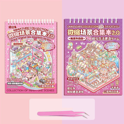 TELADO miniature scene collection book 3.0 new landscaping sticker scene hand account sticker three-dimensional miniature hut girl children's educational toy DIY hand account sticker decorative creative sticker#85