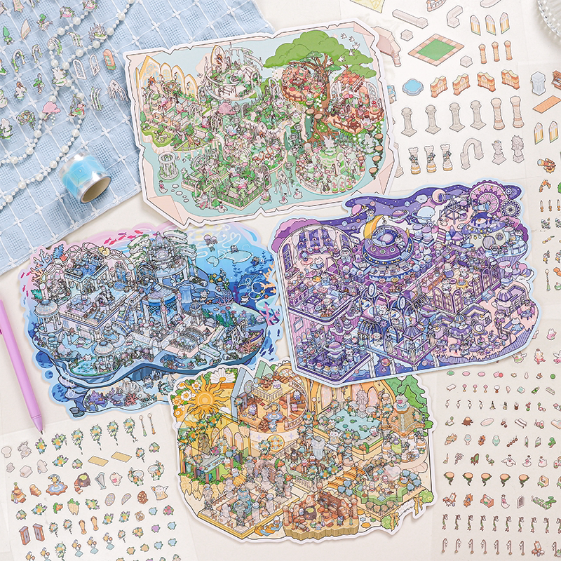Meow Leisure Day | Large 3D Stereoscopic House DIY Stress Relief Stickers # 72