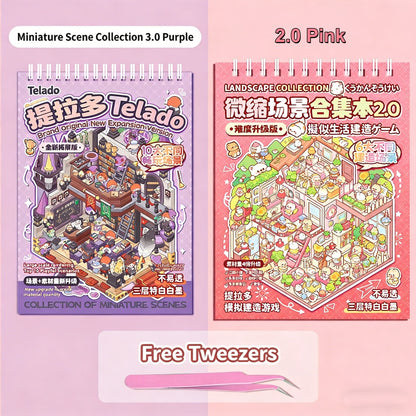 TELADO miniature scene collection book 3.0 new landscaping sticker scene hand account sticker three-dimensional miniature hut girl children's educational toy DIY hand account sticker decorative creative sticker#85