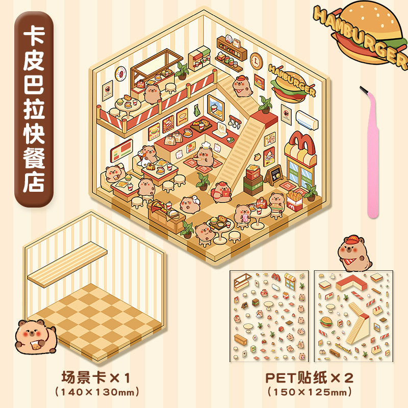 Capybara DIY 3D Scene Stickers cute pet series #259