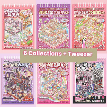 TELADO miniature scene collection book 3.0 new landscaping sticker scene hand account sticker three-dimensional miniature hut girl children's educational toy DIY hand account sticker decorative creative sticker#85