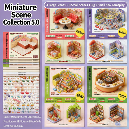 TELADO DIY 3D Scene Stickers collection book landscaping sticker handbook sticker scene sticker 3D three-dimensional miniature hut girl children's educational toy DIY handbook sticker decoration creative sticker#82