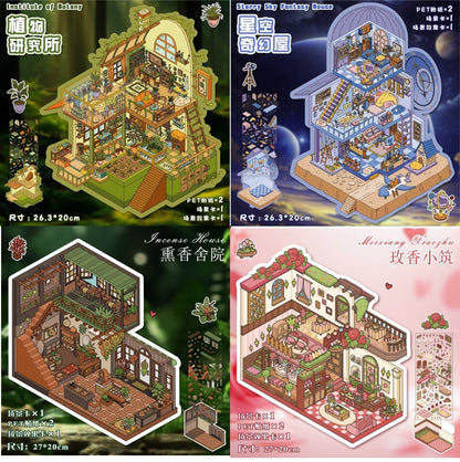 Luxury Large Scene Stickers | 3D 2-Layer Stackable House DIY # 70