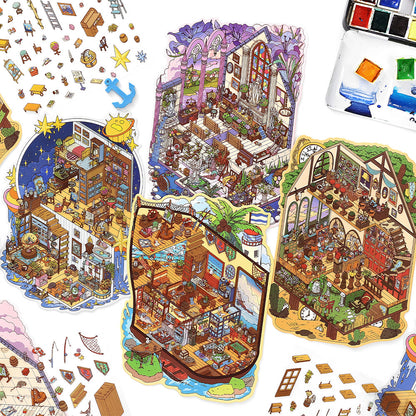 Luxury Large Scene Stickers | 3D 2-Layer Stackable House DIY # 70