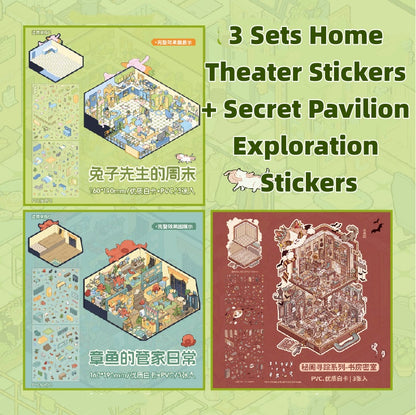 Home Theater | Cartoon 3D Mini Scene Educational Scene Stickers # 58