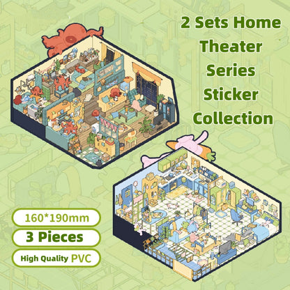 Home Theater | Cartoon 3D Mini Scene Educational Scene Stickers # 58