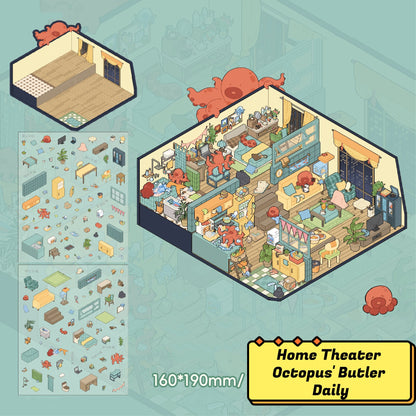 Home Theater | Cartoon 3D Mini Scene Educational Scene Stickers # 58
