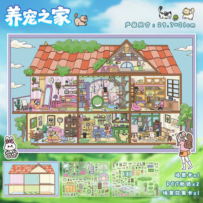 Large Luxury 2-Layer Villa | 3D Mini Scene Stress Relief Landscape Stickers # 77
