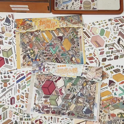 YiLan DIY 3D Scene Stickers 147.0 California Coast & Norwegian Village #308