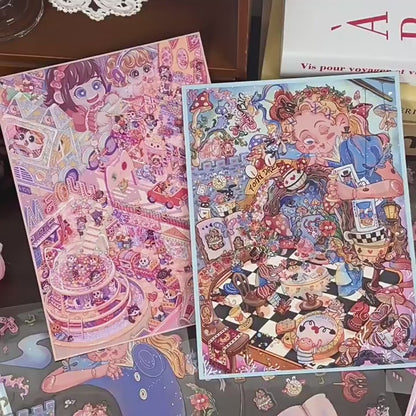 YiLan DIY 3D Scene Stickers 44.0 Large Size – Cat Paradise & Alice’s Dream #319