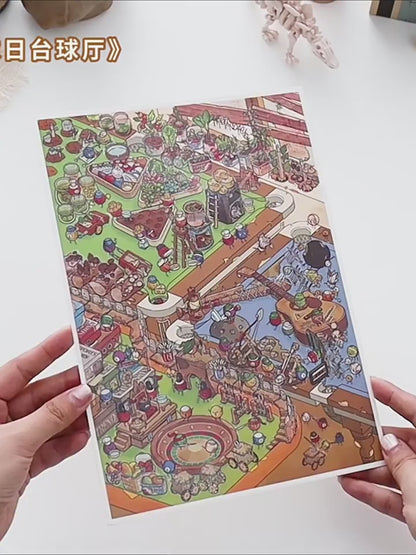 Infeelme's twelfth play of DIY 3D Scene Stickers in open today, my cabin large miniature scene decompression sticker#126