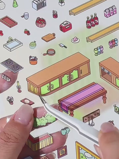 Infeelme's 19th play of DIY 3D Scene Stickers in open today, landscaping sticker cute DIY handmade miniature scene#137