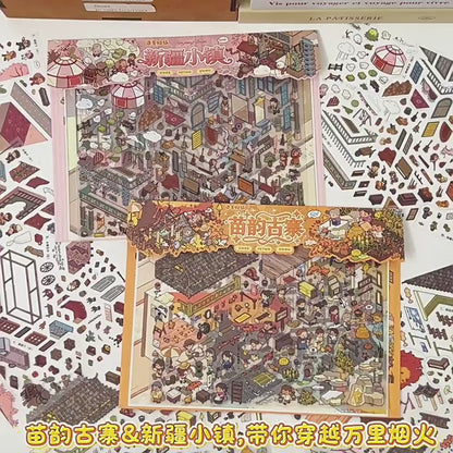 YiLan DIY 3D Scene Stickers 142.0 Xinjiang Town & Miao Ancient Village #316