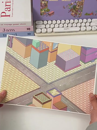 YiLan DIY 3D Scene Stickers 141.0 Difficult Colorful Street Hong Kong Old Street #248