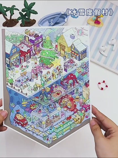 Infeelme's 26th play of DIY 3D Scene Stickers  in open today,My Cabin Scene Miniature Landscape Stickers Large#114