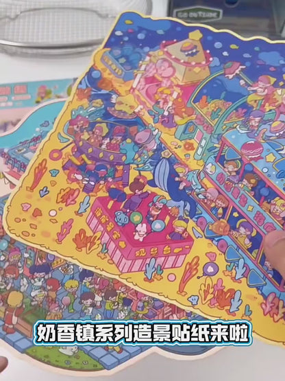 YiLan DIY 3D Scene Stickers 14.0 Large cute ocean food stall #238