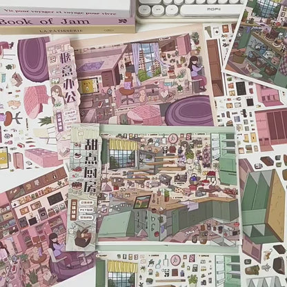 YiLan DIY 3D Scene Stickers 140.0 Cozy Office & Dessert Kitchen #318