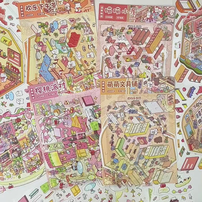 YiLan DIY 3D Scene Stickers Cute Little House Series Small Size Miniature Scene Stickers #312