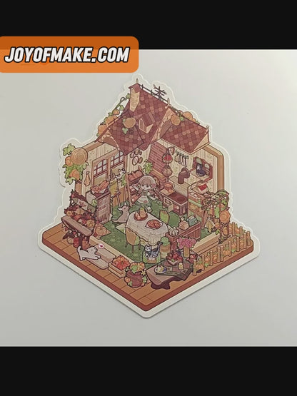 My Leisure Time Scene Sticker - 3D Mini House, Cute DIY Journal & Scrapbook Supplies # 11