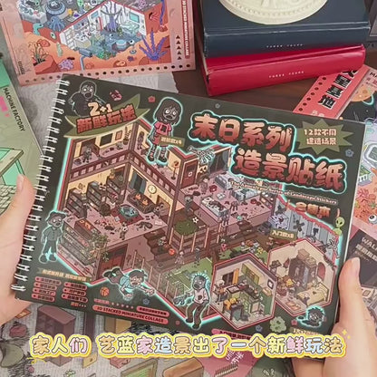 YiLan DIY 3D Scene Stickers Apocalypse Series: Mild Horror Miniature Scene Collection Book – Large Size #322