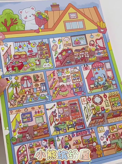 YiLan DIY 3D Scene Stickers 129.0 Large Cute Lattice Three-dimensional Cabin #231