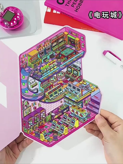 Infeelme's Seventh  play of DIY 3D Scene Stickers in open today, 2.5D Landscaping Sticker Hand Ledger DIY Handmade Miniature Scene#119
