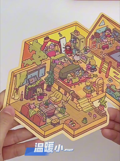 YiLan DIY 3D Scene Stickers 16.0 Cute Large Size 3D Cabin Doll Party #223