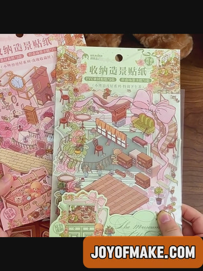 Little Bear's Romantic House | Student 3D Mini Scene Educational Scene Stickers # 63