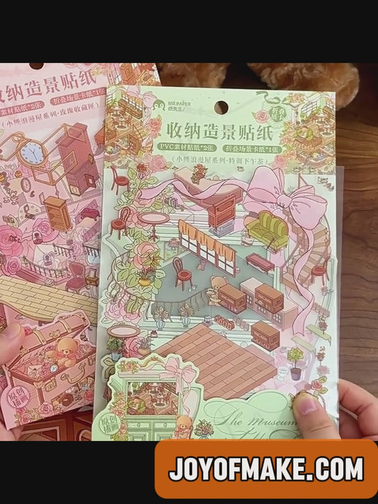 Little Bear's Romantic House | Student 3D Mini Scene Educational Scene Stickers # 63